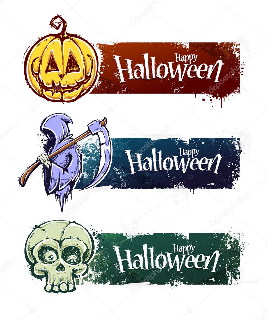 Hand-drawn halloween banners