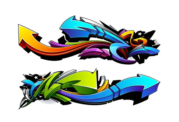 Diseños de flechas de graffiti — Vector de stock