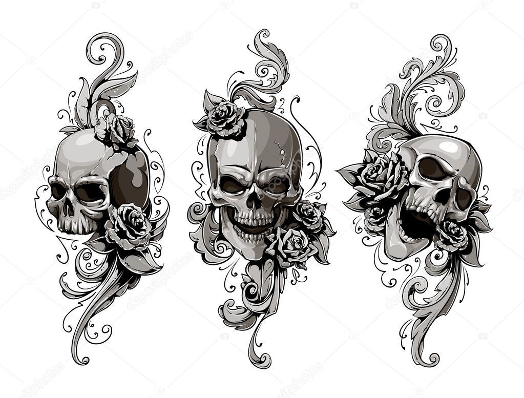 Tatuaje de calavera imágenes de stock de arte vectorial | Depositphotos