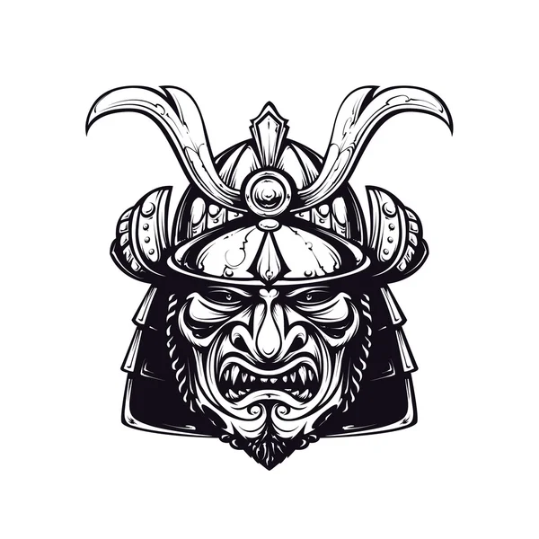Samurai máscara clip-arte — Vector de stock