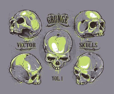 Grunge kafatasları set vektör