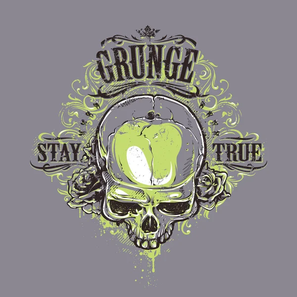 Grunge schedel afdrukken — Stockvector