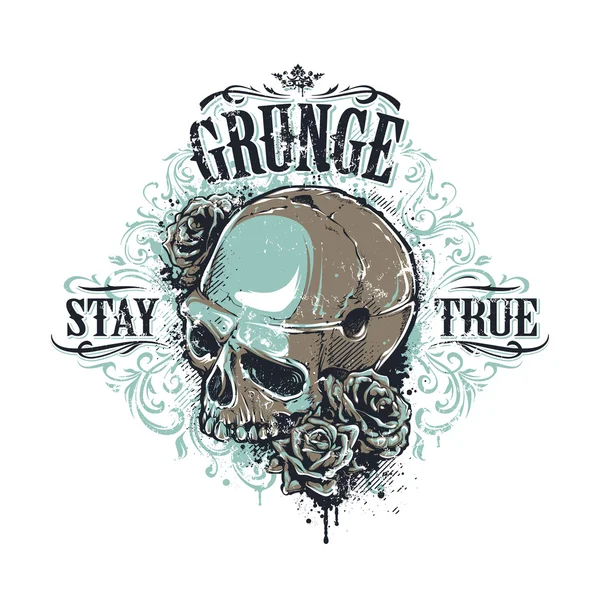 Grunge schedel afdrukken — Stockvector