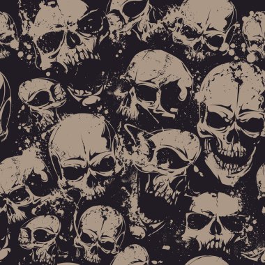 Grunge skulls seamless clipart