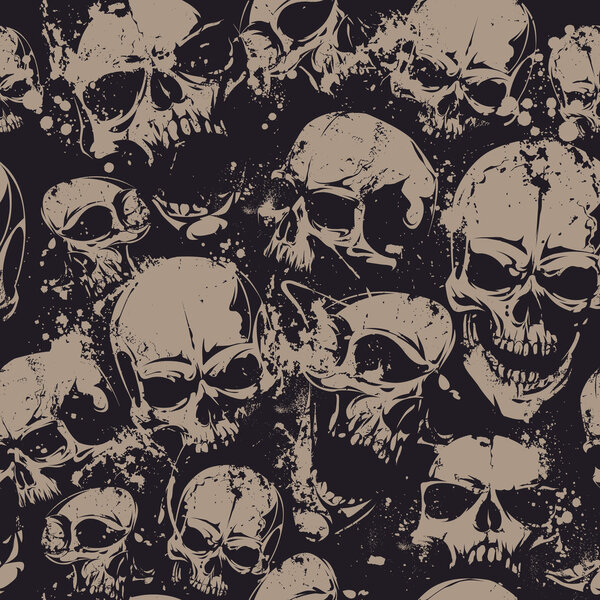 Grunge skulls seamless