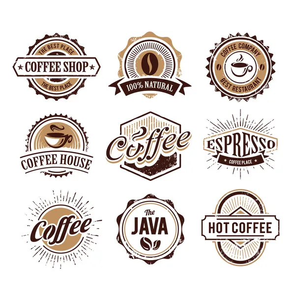 Emblemas de café estilo retro — Vetor de Stock
