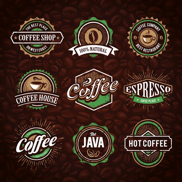 Emblemas de café estilo retro — Vetor de Stock