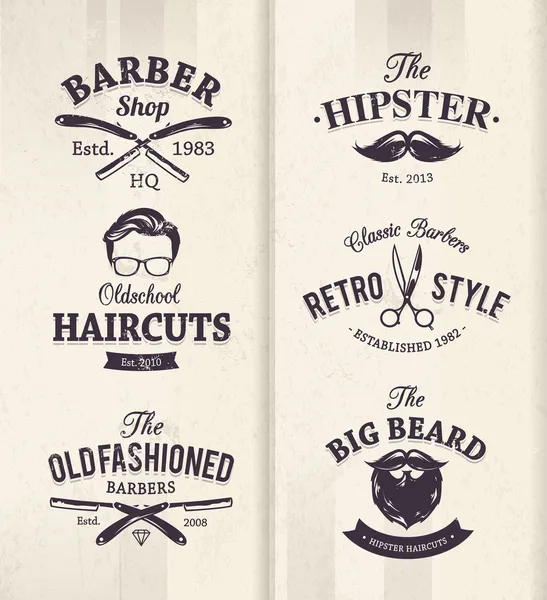 Emblemas de barbearia — Vetor de Stock