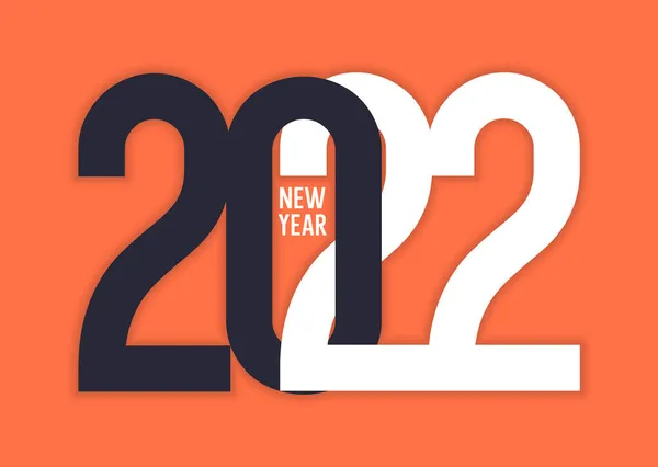 2022 Numéros Papier Nouvel Avec Ombre Claire Sur Fond Orange — Image vectorielle