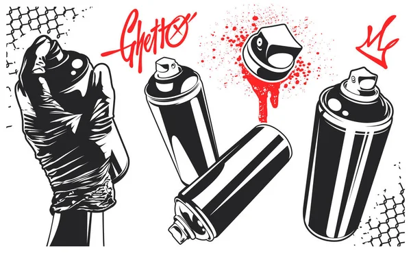 Conjunto Objetos Blanco Negro Para Artes Del Graffiti Gráficos Vectoriales — Archivo Imágenes Vectoriales