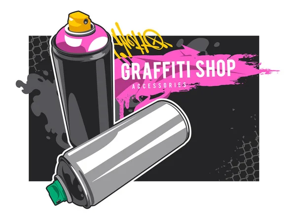 Graffiti Banner Mit Spraydosen Und Street Art Designelementen Schmutzige Graffiti Stockvektor