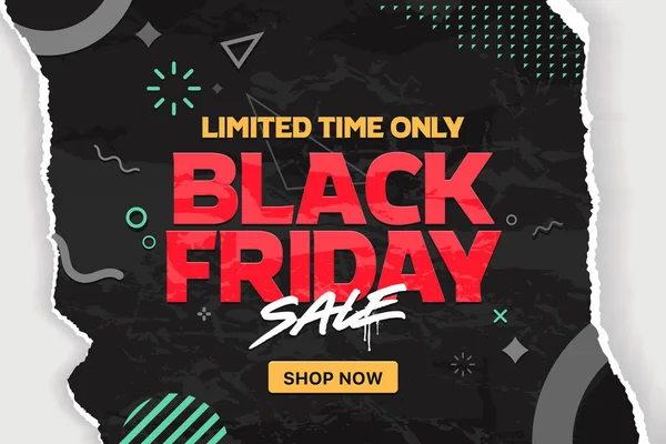 Black Friday Sale Vector Banner Red Letters Black Background Abstract — Stock Vector