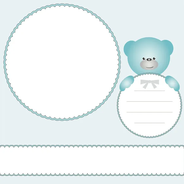 Marco de fotos o tarjeta de invitación para bebés con oso de peluche — Vector de stock