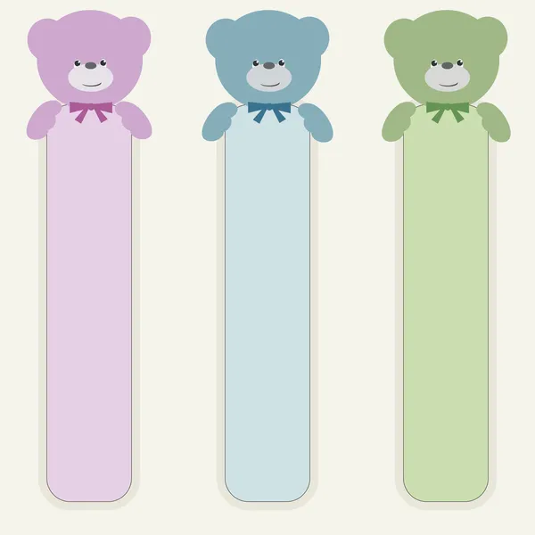 Urso de pelúcia com banner vertical — Vetor de Stock