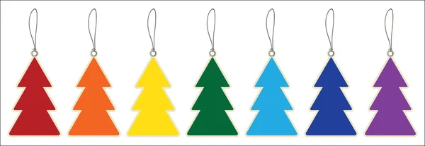 Coloridos árboles de Navidad precio etiquetas — Archivo Imágenes Vectoriales