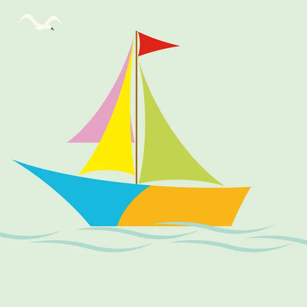 Barco à vela colorido — Vetor de Stock