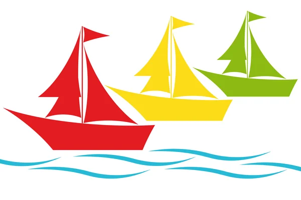 Barcos à vela coloridos —  Vetores de Stock