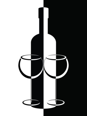 şişe ve kadehlerin siyah beyaz poster