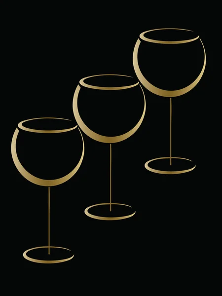 Golden glasses of wine — Stock Vector