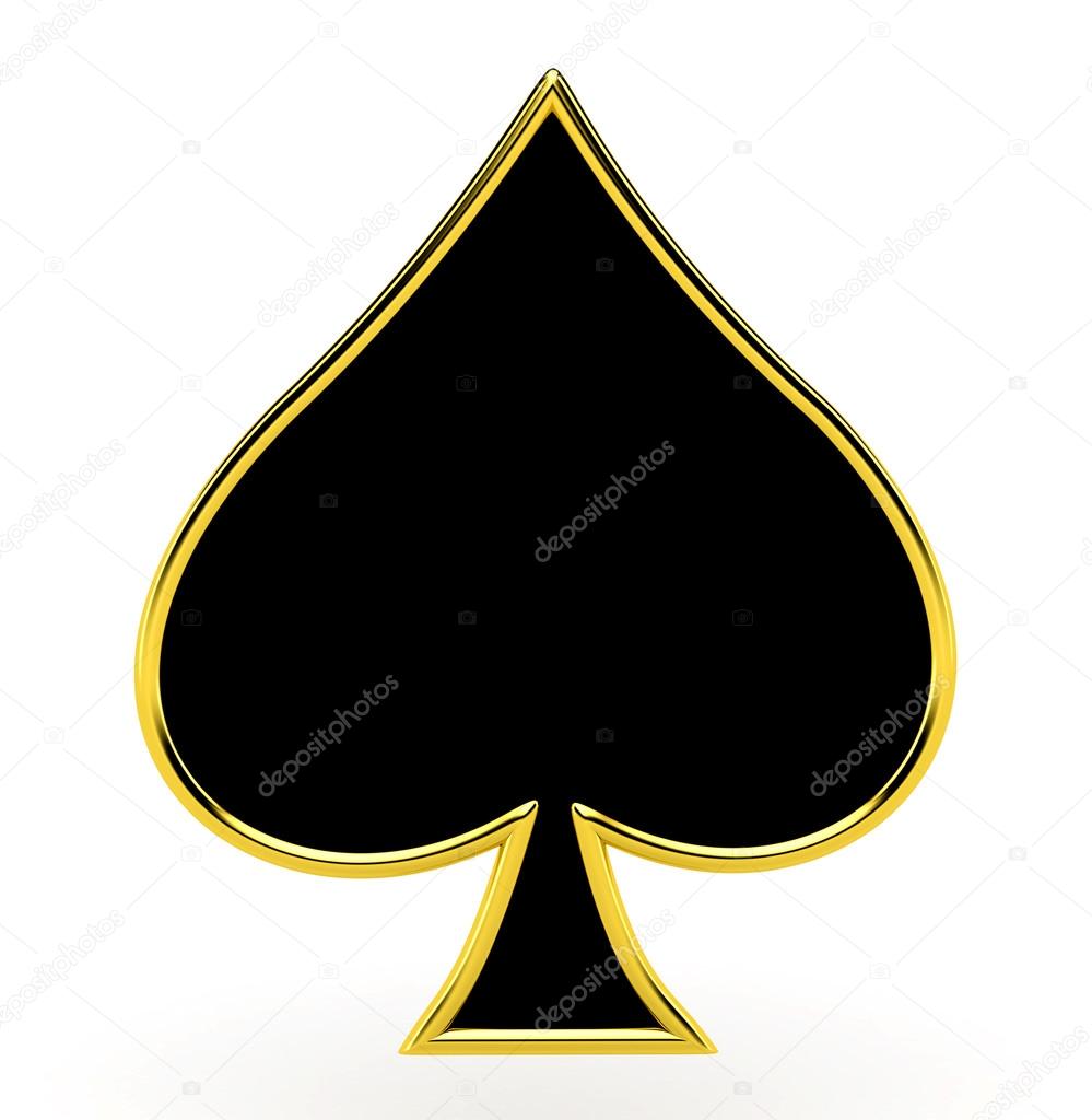 Spades card suits with golden framing