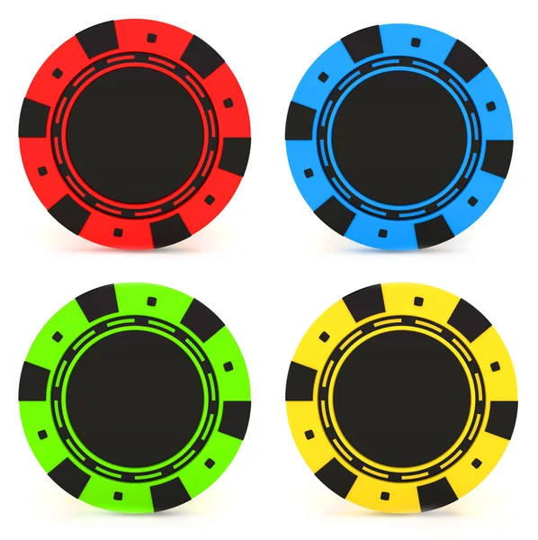 Simple farvede casino chips - Stock-foto