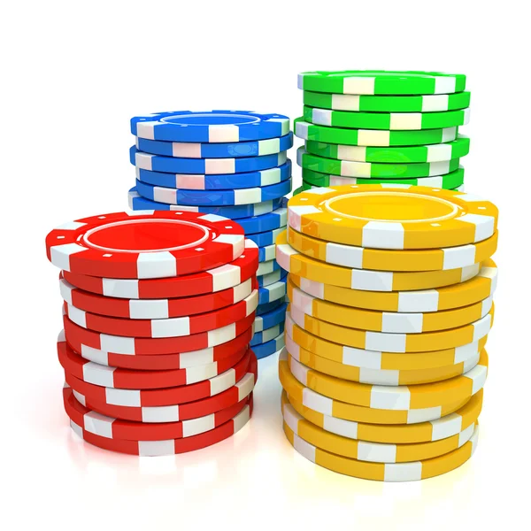 Простые цветные фишки казино — стоковое фото