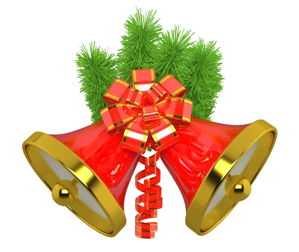 Vánoční zvonky s vánoční stromeček — Stock fotografie