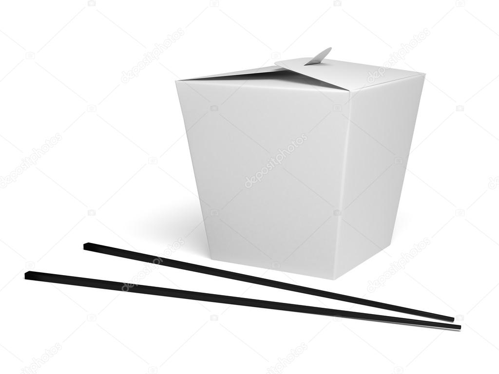 Chinese food box with white background