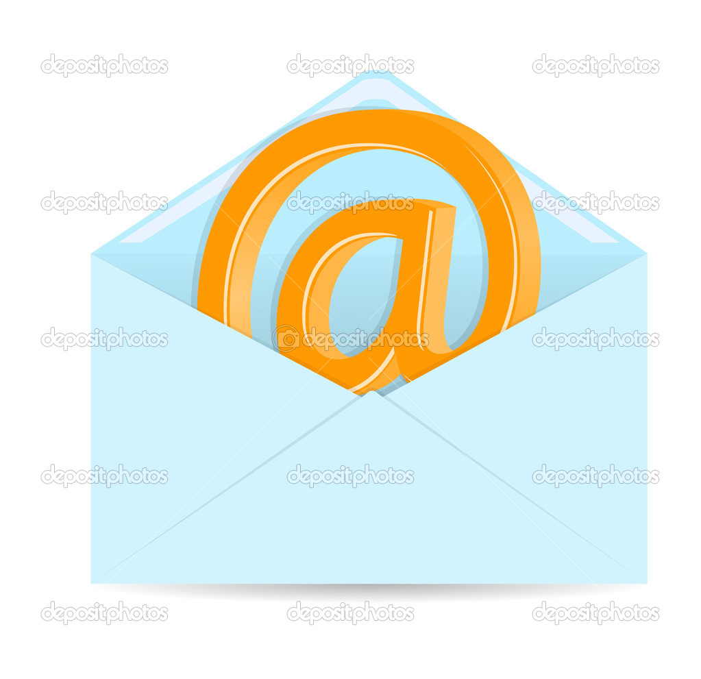 Opened envelope on white background