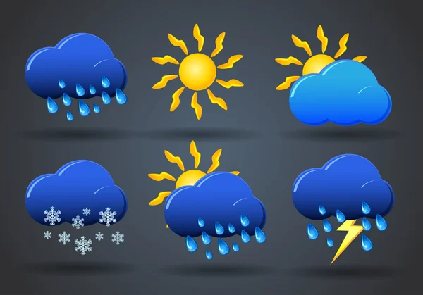 Segnale icona meteo impostato su grigio — Vettoriale Stock