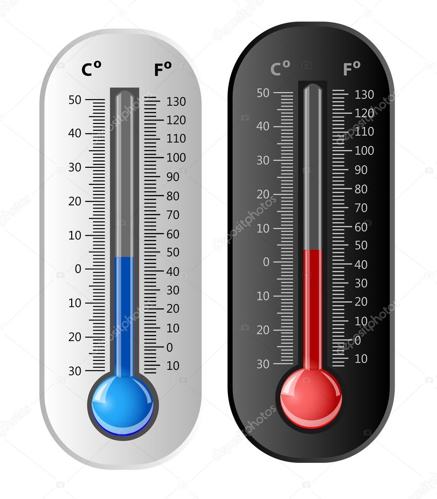 Thermometer white and black. Vector