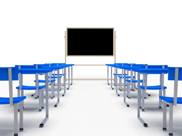 Audience with desks over white background — Stock Photo, Image