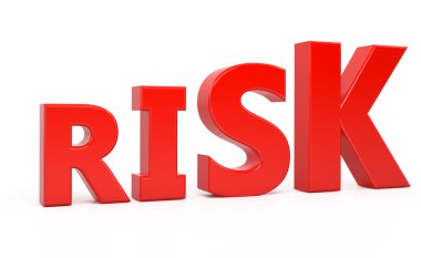 Risk text 3d isolated over white background