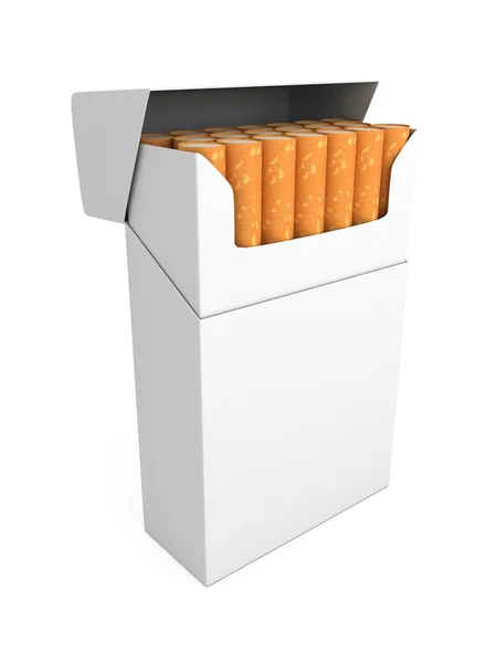 Pacote completo aberto de cigarros isolados — Fotografia de Stock