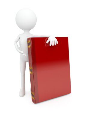 küçük insan bir kitap duruyor