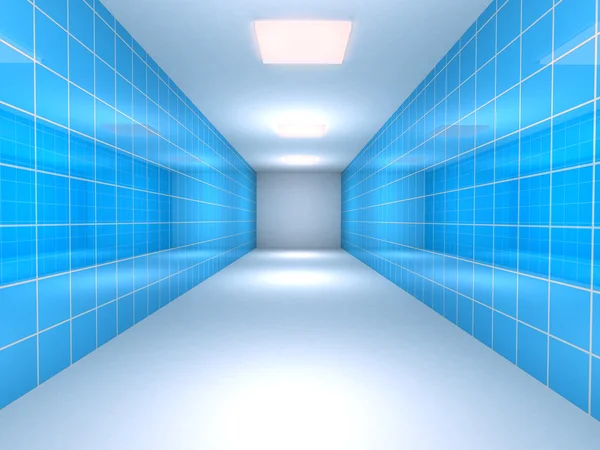Tunnel med blå kaklade väggar — Stockfoto