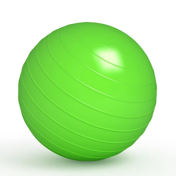 Green fitness ball isolated on white — Stock Photo, Image