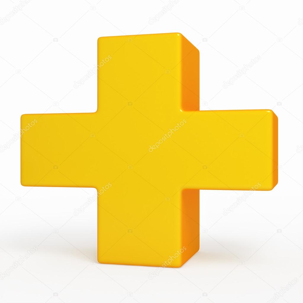 Yelow cross. Medical symbol.