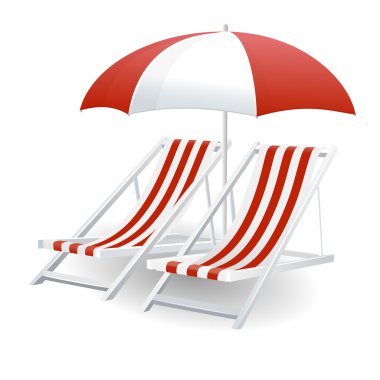 Chair and beach umbrella isolated vector Chair and beach umbrella isolated vector