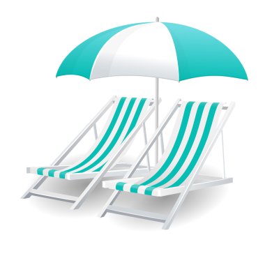 Chair and beach umbrella isolated vector Chair and beach umbrella isolated vector
