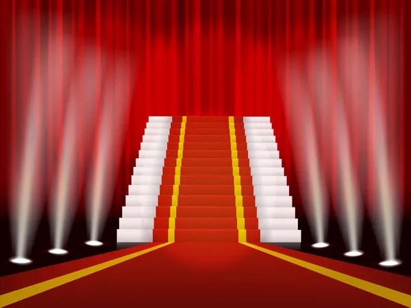 Alfombra roja y escalera para la ceremonia de recompensa — Vector de stock