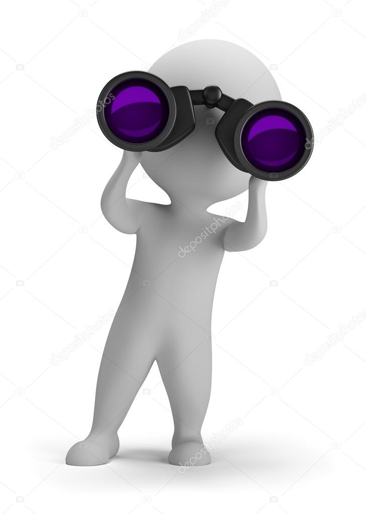 3d small - looking through binoculars