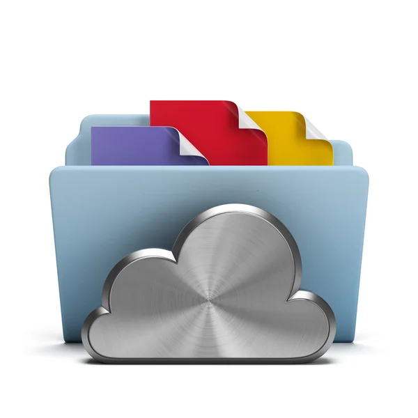 Steel cloud and folder — Stock Photo, Image