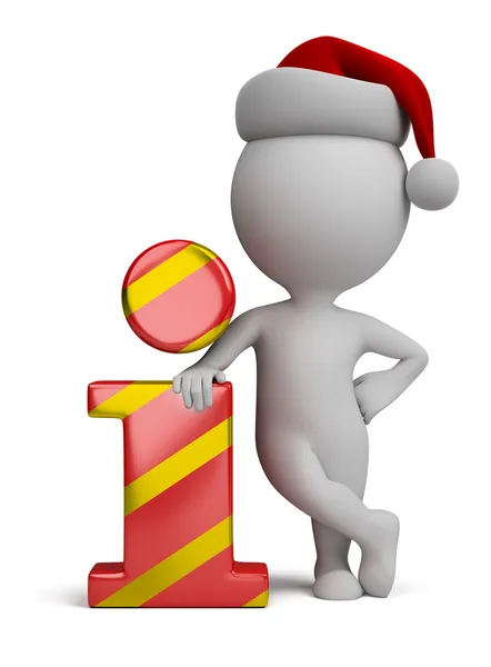 3d kleine Leute - Weihnachtsmann und Info-Symbol — Stockfoto