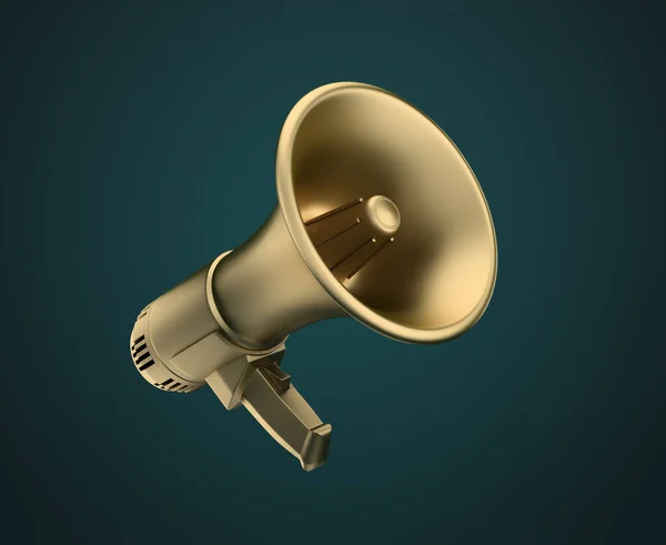 Golden Megaphone Dark Background Generated Image — стоковое фото