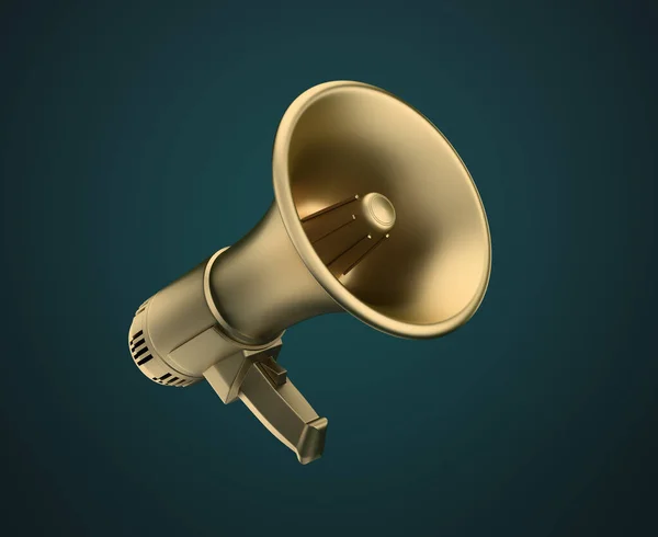 Golden Megaphone Dark Background Generated Image Стоковое Изображение