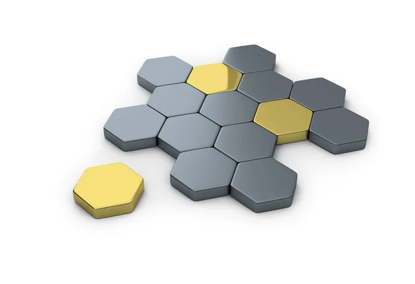 Gray Golden Hexagons Generated Image White Background — Stock Photo, Image