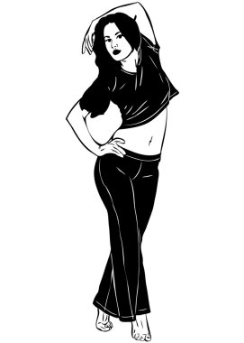 yalınayak esmer dans eden kız kroki