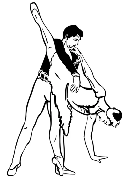 Croquis paire de danseurs sont dans la pose de danse — Image vectorielle