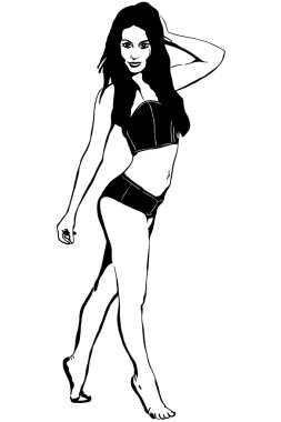 Kroki güzel kız esmer yalınayak